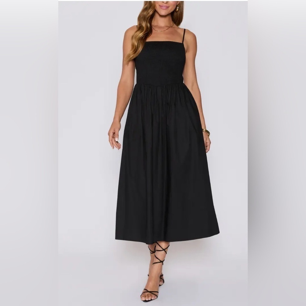 Nordstroms brand Elegant Black Midi sundress bow straps size small - Picture 5 of 10